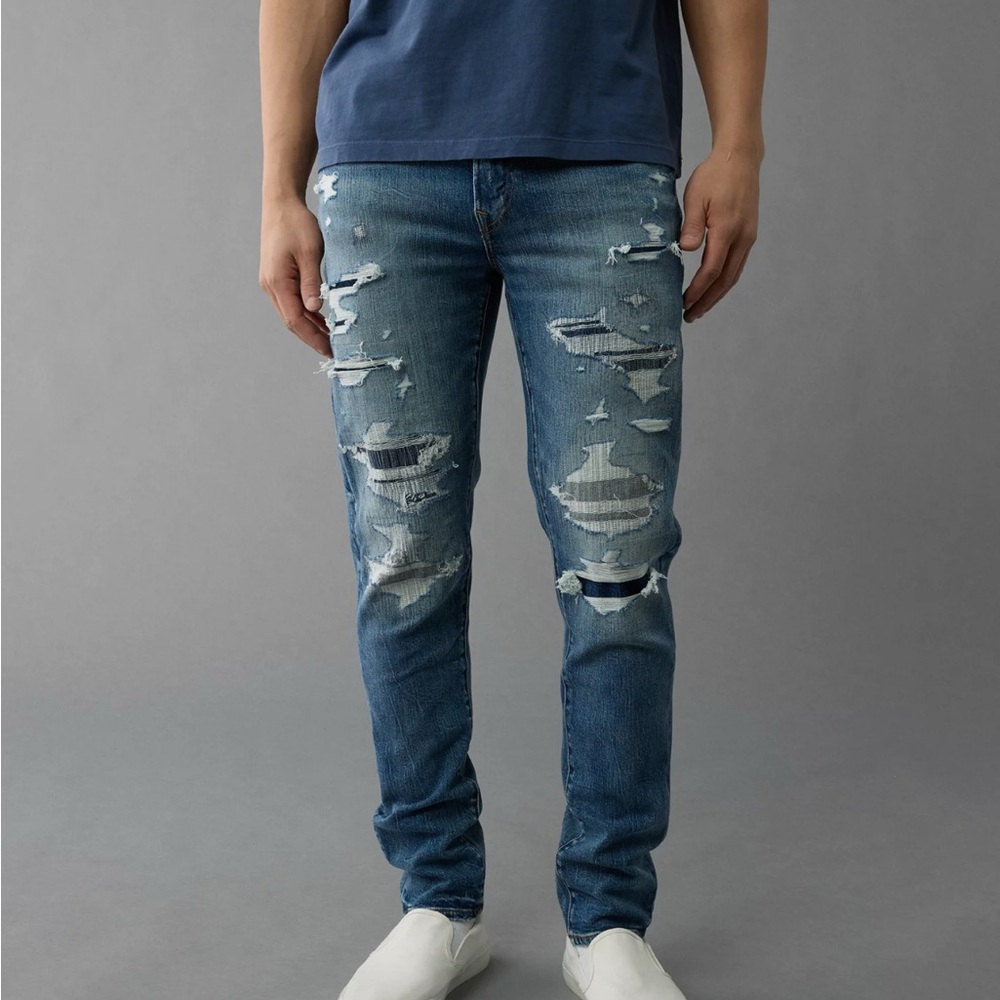 Men’s American Eagle Airflex Distressed Jeans, Slim American Eagle Jeans